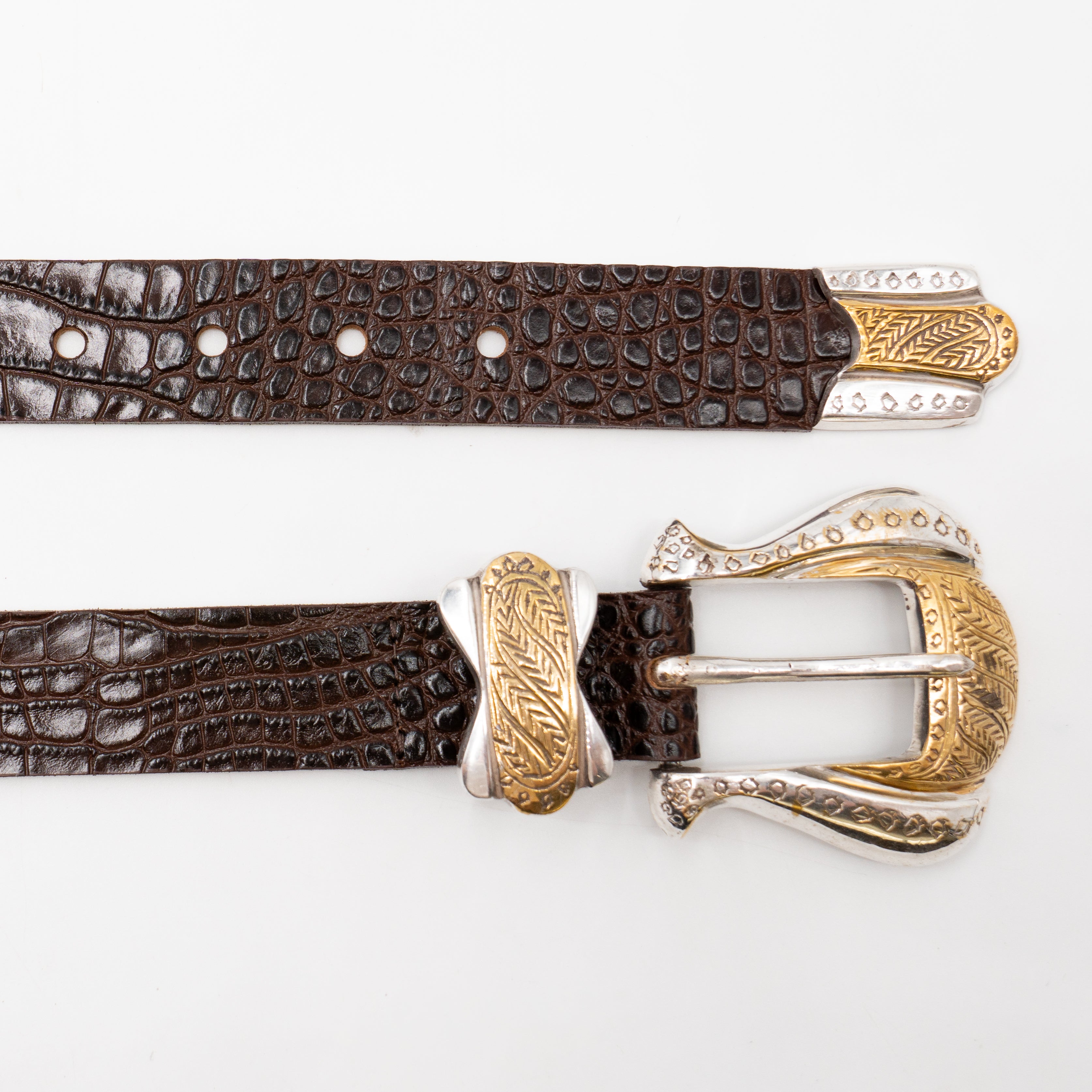 RARE Vintage STREETS AHEAD Brass And  White Leather Belt DSC6162.jpg?v=1734747046&width  main image 4