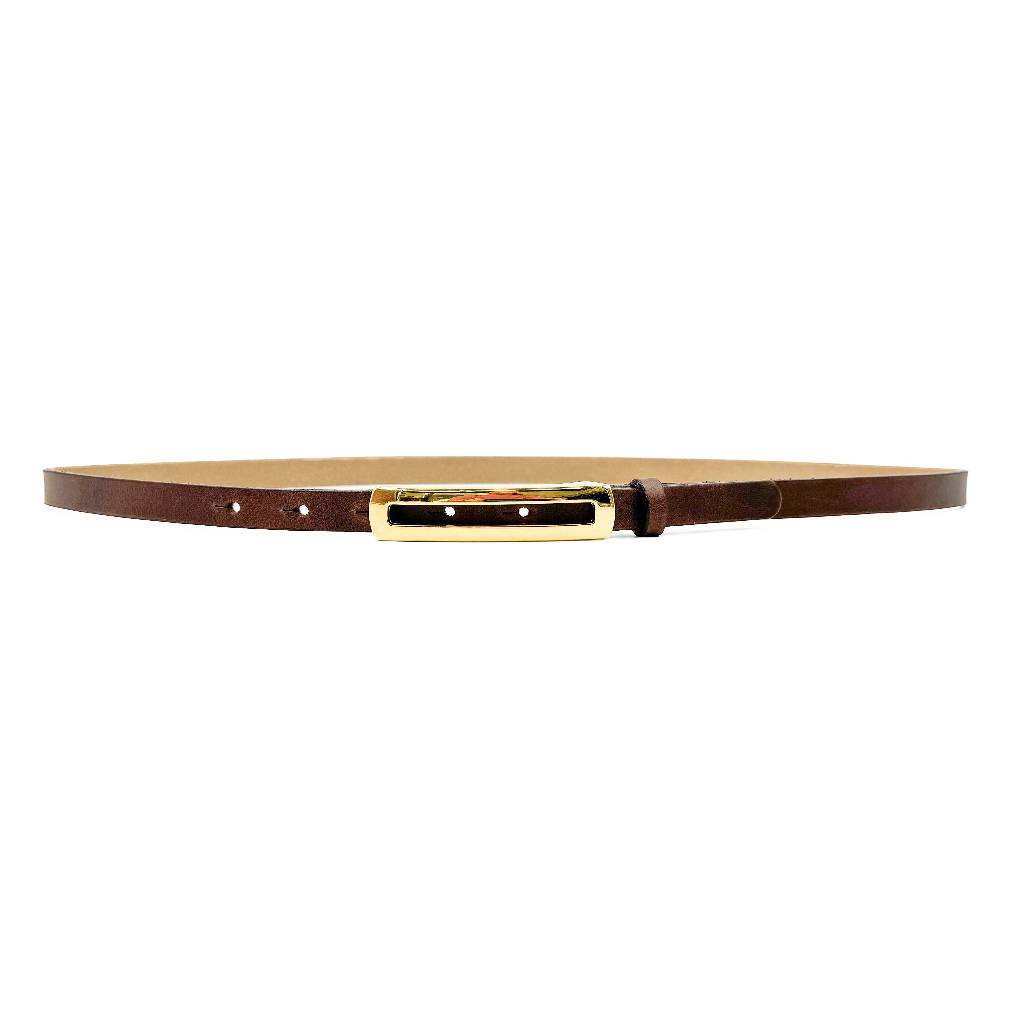 Bella Belt - Classy Narrow Gold Buckle and Brown Italian Leather Belt | Streets Ahead XL / Brown Bella Belt - Classy Narrow Gold Buckle and Brown Italian Leather Belt | Streets Ahead XL / Brown