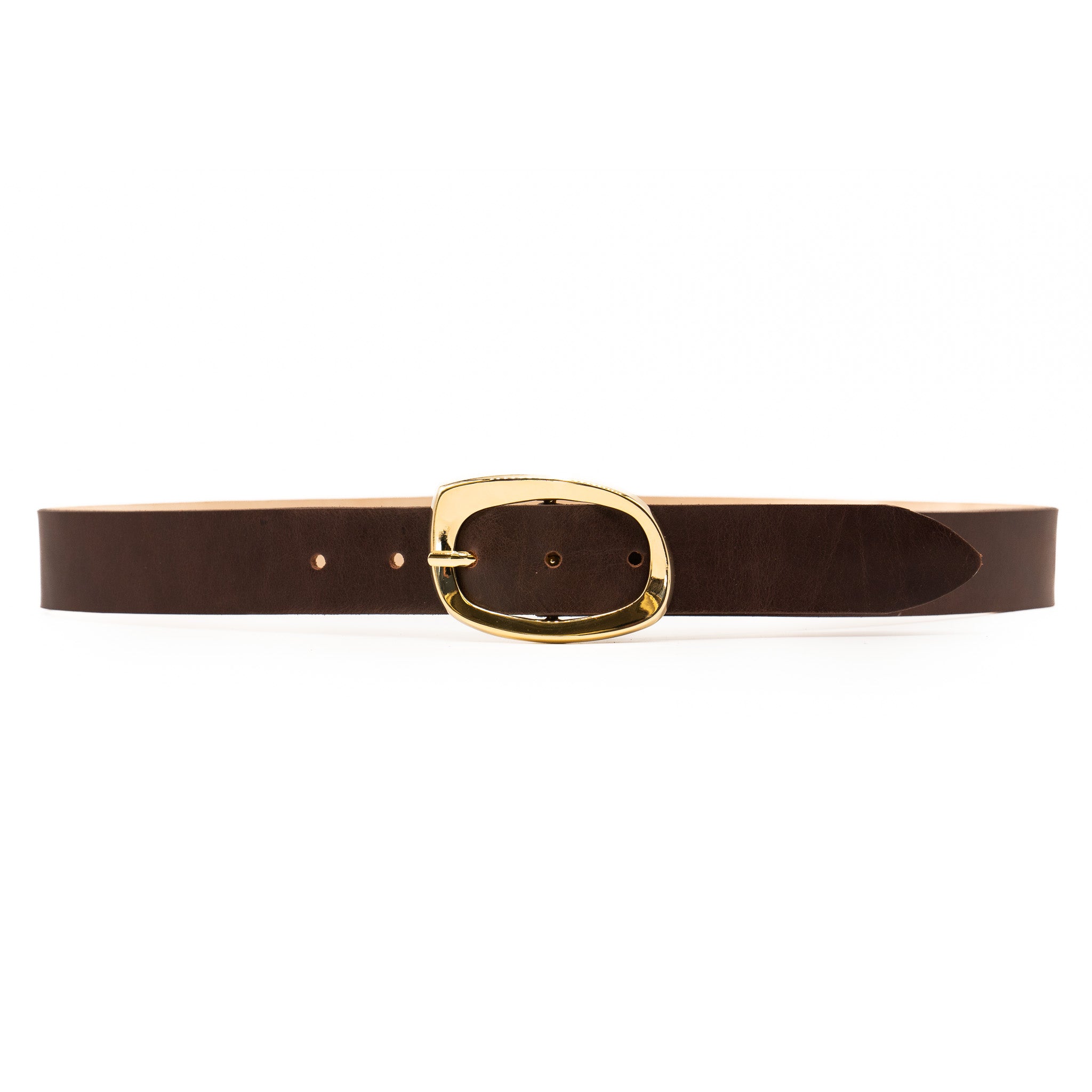 Isabella Belt - Elegant Gold Oval Buckle On Smooth Brown Italian Leather | Streets Ahead S / Brown Isabella Belt - Elegant Gold Oval Buckle On Smooth Brown Italian Leather | Streets Ahead S / Brown