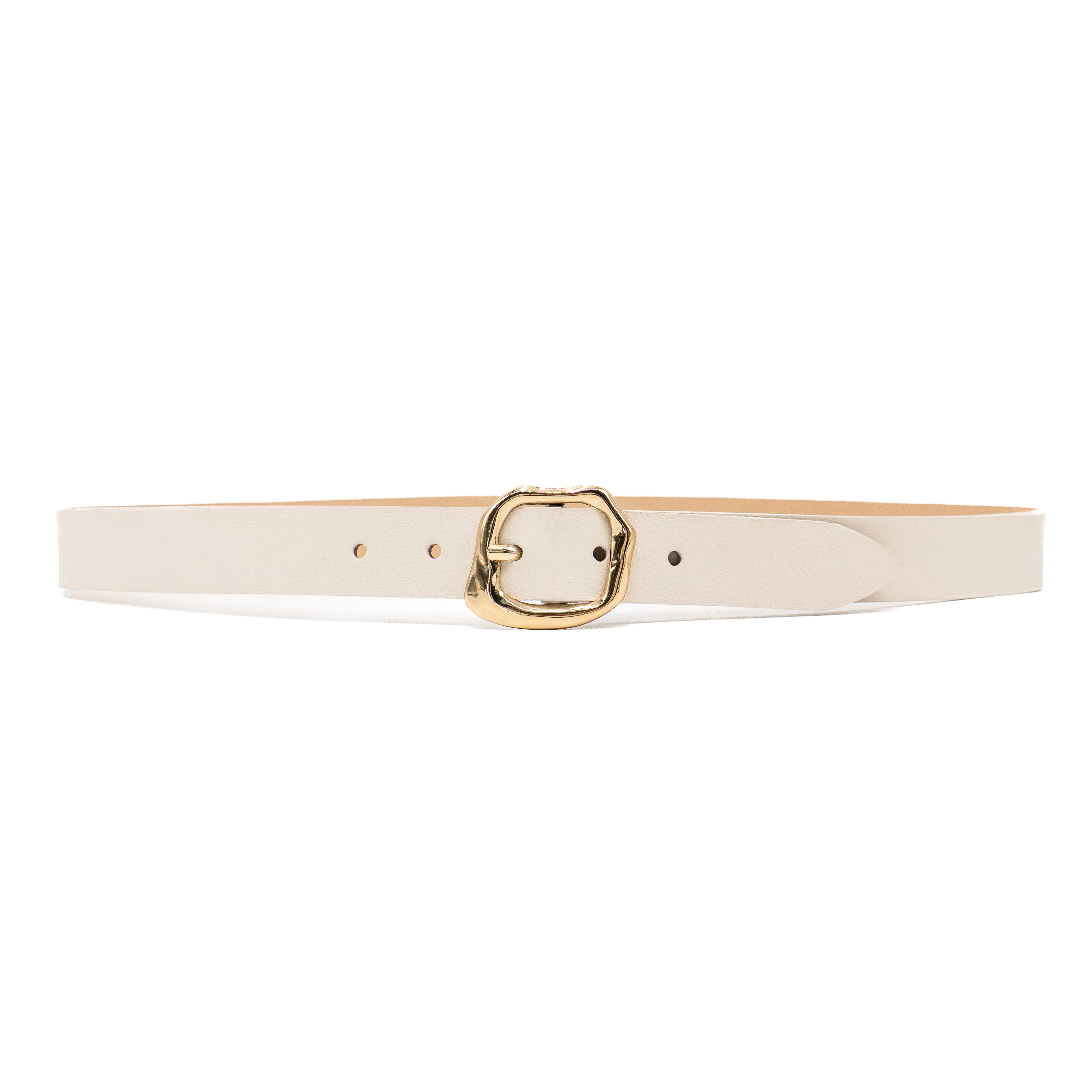 Celine Belt – Cream Italian Leather & Gold Buckle | Streets