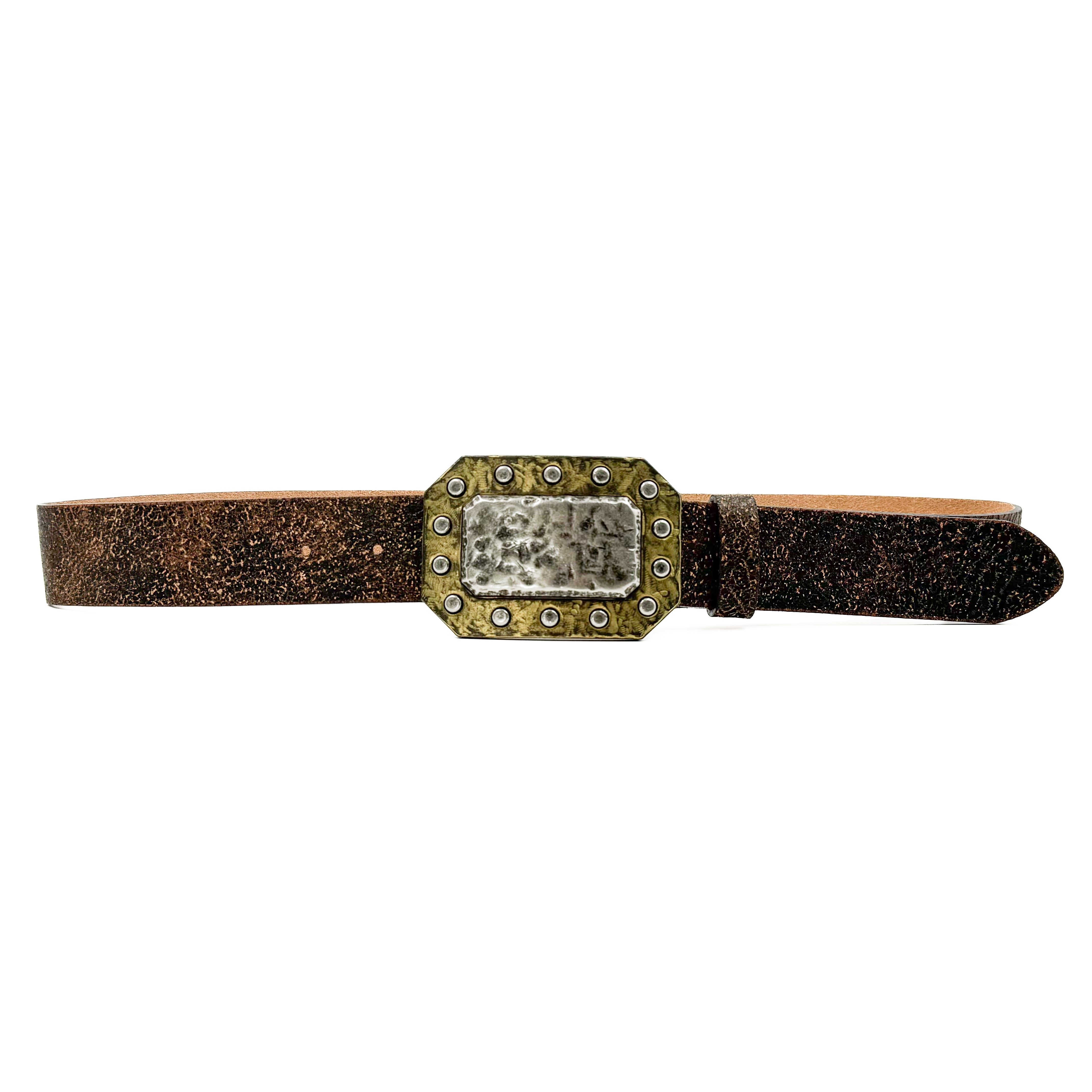 Rowen Belt - Rugged Distressed Leather Belt With Two Tone