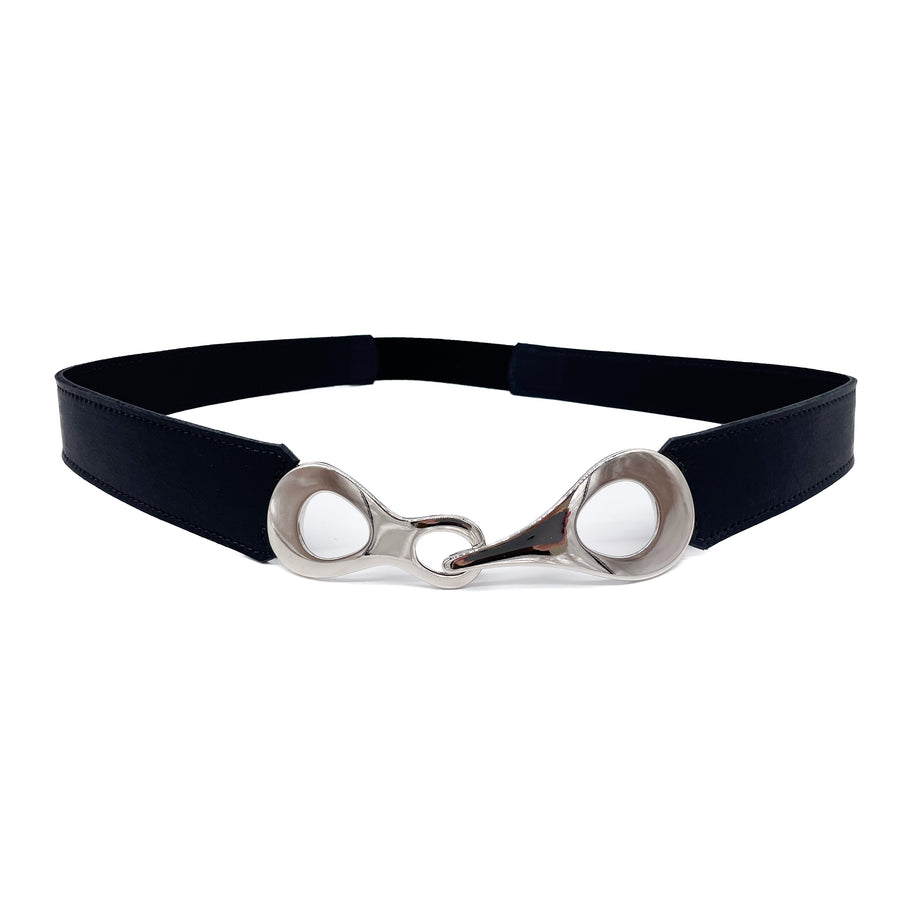 Sadie Belt - Chic Black Italian Leather Belt With Silver Hardware - Streets Ahead