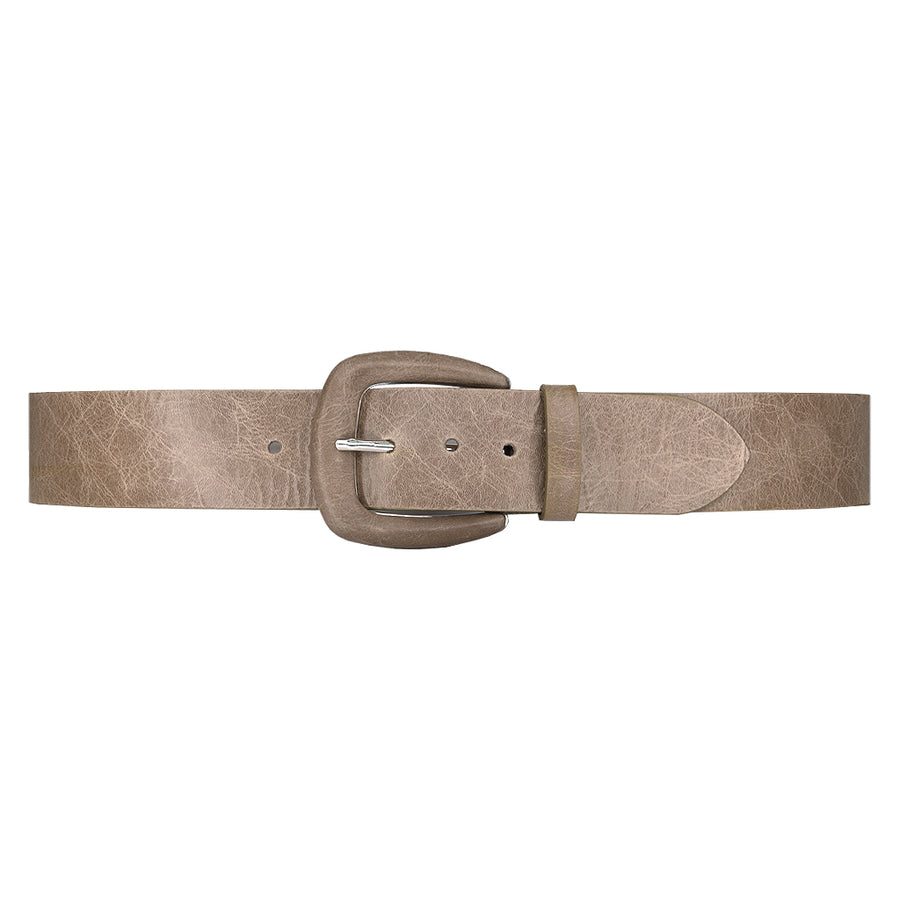 Camille Belt - Taupe Leather Covered Buckle - Streets Ahead