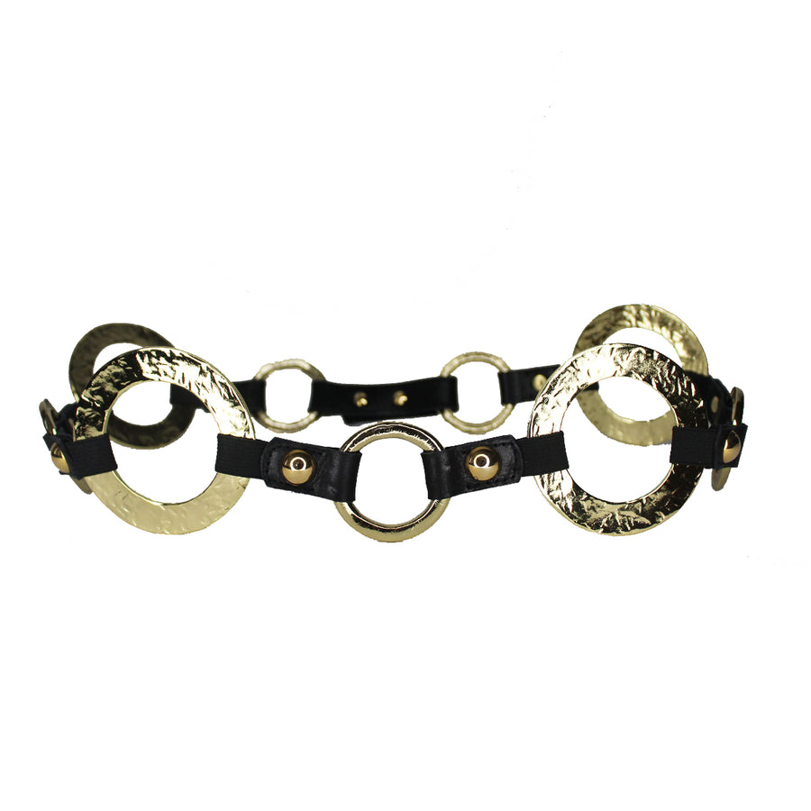 Kelly Belt - Gold Ring Black Leather - Streets Ahead