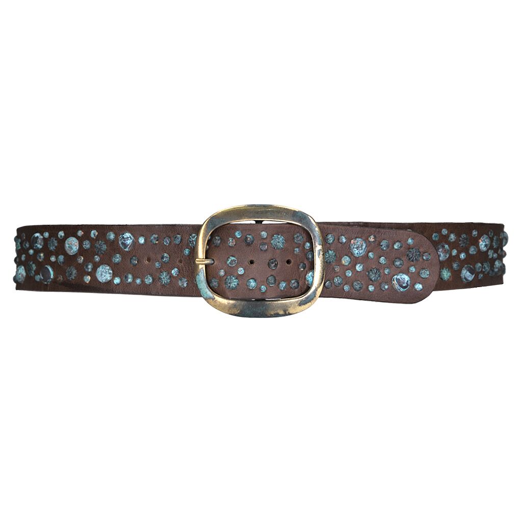 Sage Belt - Boho Brown Leather Belt With Patina Buckle and  display picture 1