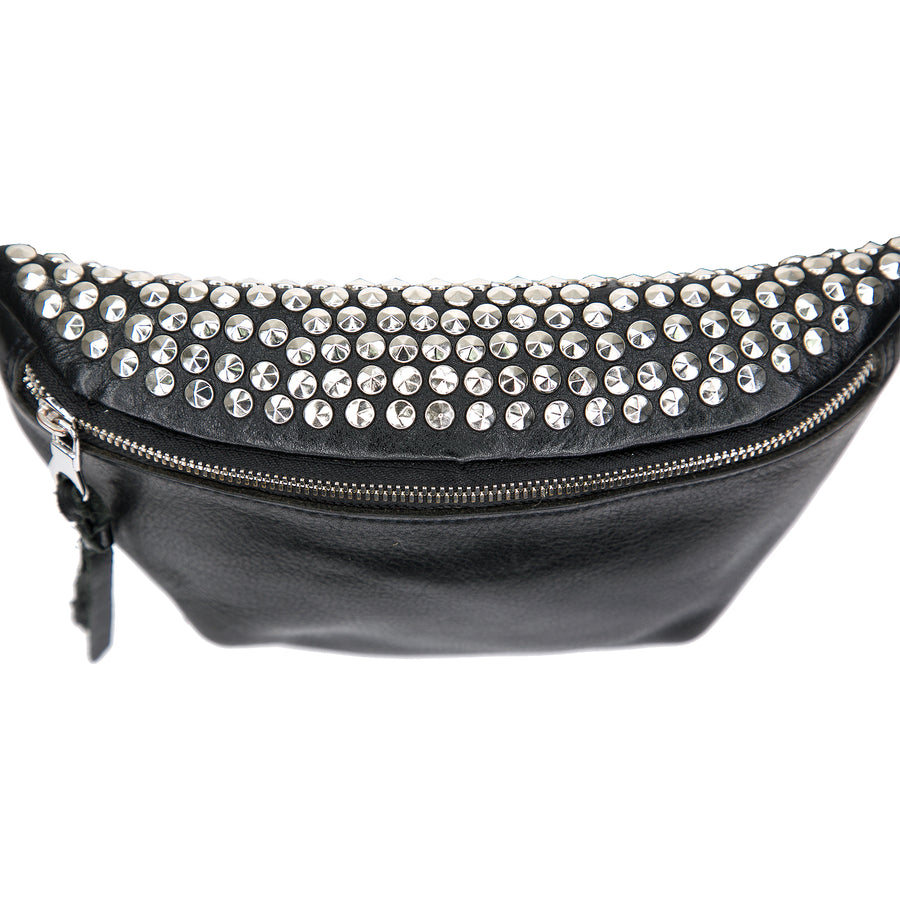 Hollywood Fanny Pack - Black Leather Studded - Streets Ahead