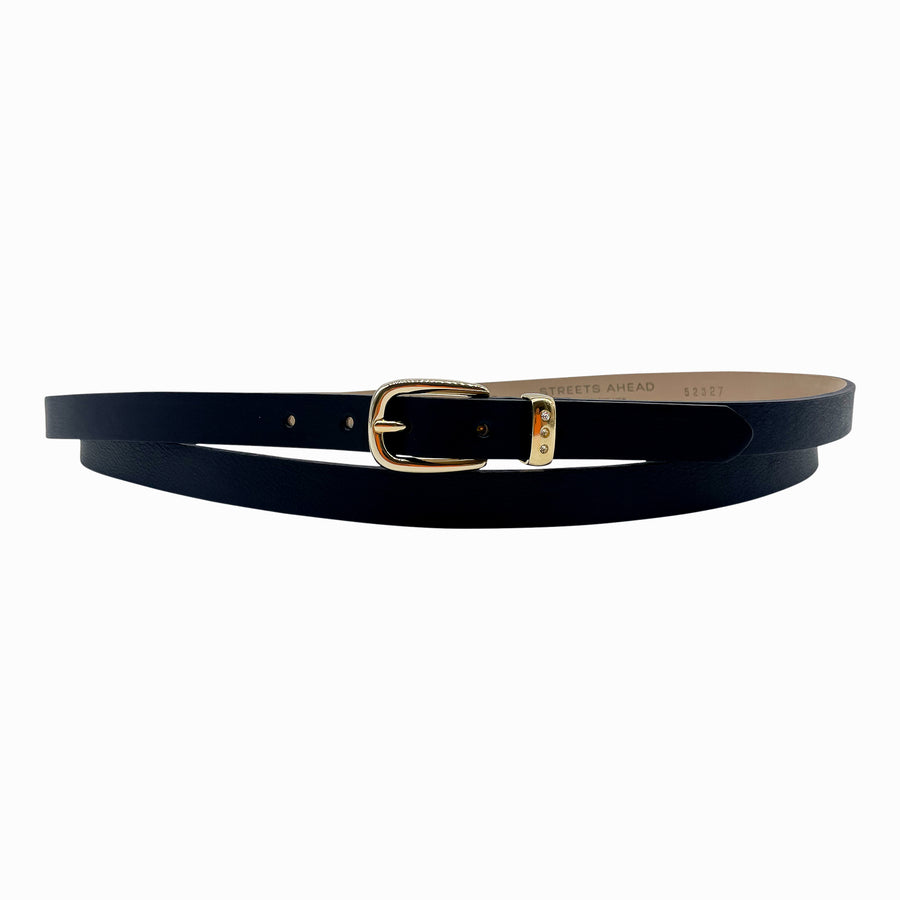 Bri Belt - Black Smooth Leather Double Wrap - Streets Ahead