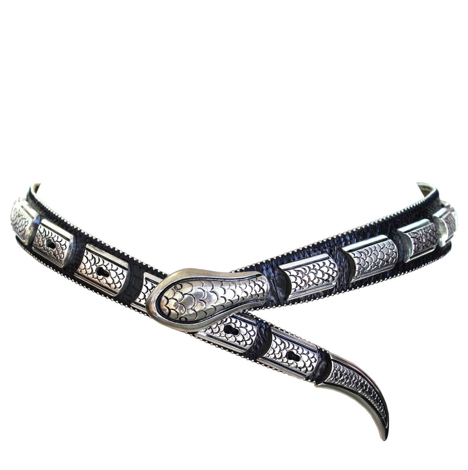 Black and Silver Snake Designer Belt- Order Wholesale