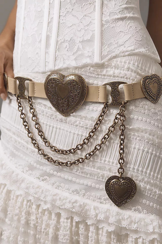 Mia Heart Belt - Brass - [description] - StreetsAheadInc