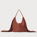 Stevie Fringe Hobo Rosewood Suede
