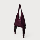 Stevie Fringe Hobo Plum Suede