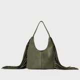 Stevie Fringe Hobo Olive Suede