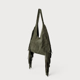 Stevie Fringe Hobo Olive Suede