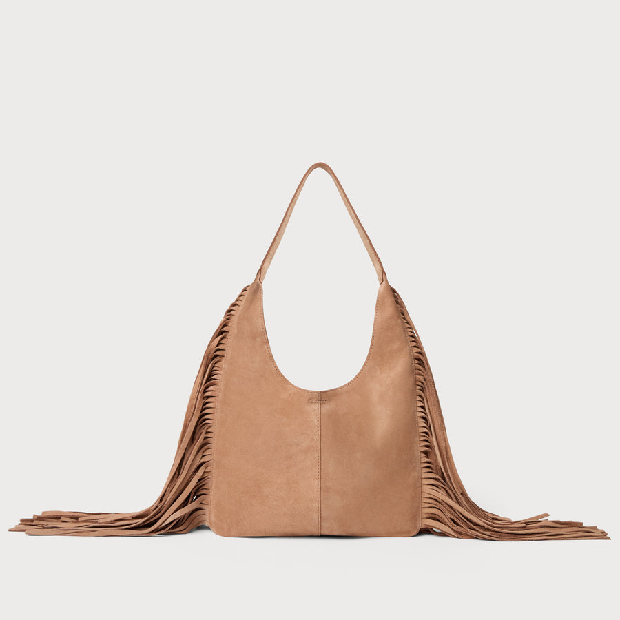 Stevie Fringe Hobo Cappuccino Suede