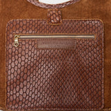 Stevie Fringe Hobo Cognac Embossed Leather
