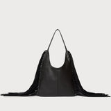 Stevie Fringe Hobo Black Leather