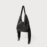 Stevie Fringe Hobo Black Leather