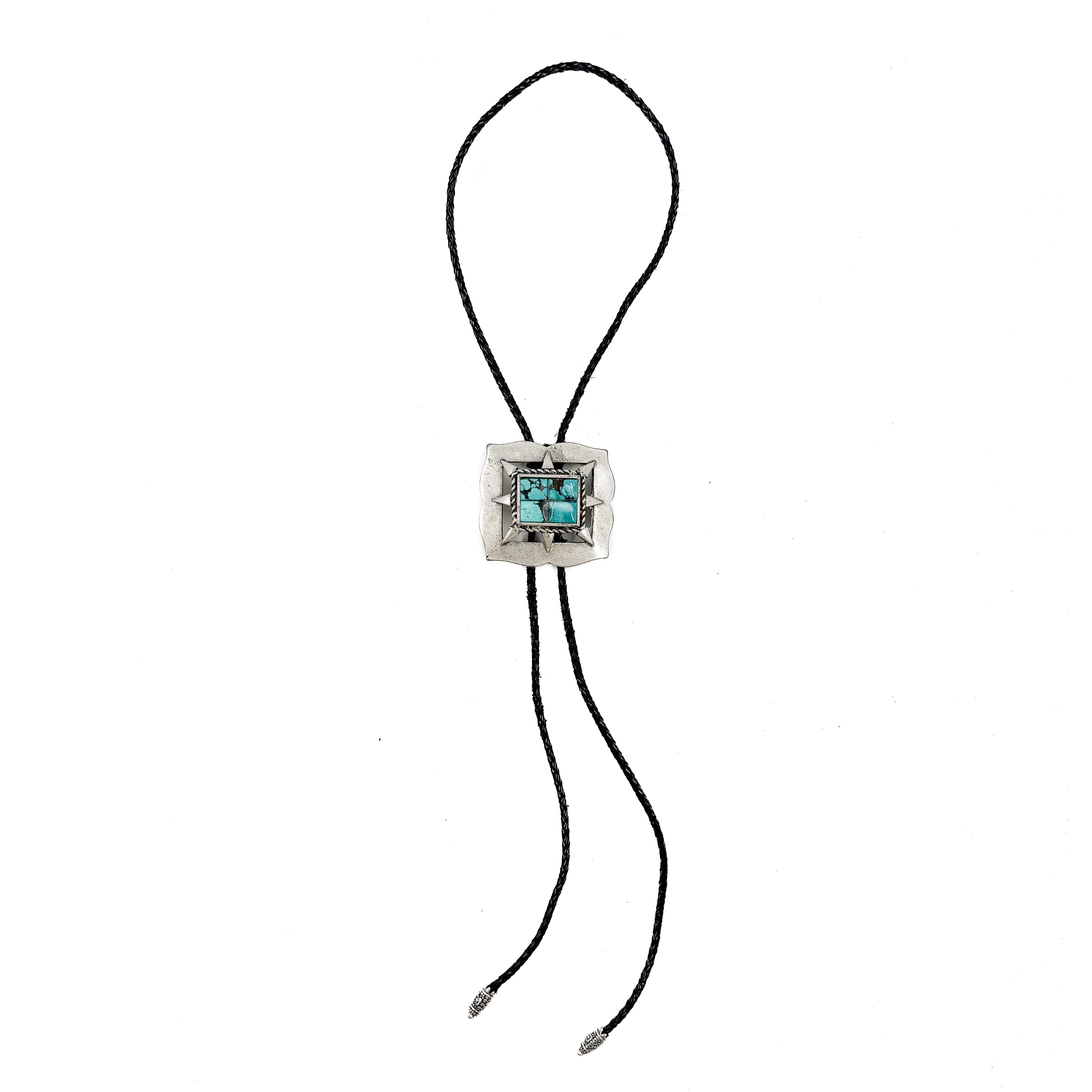 Winona - Boho Silver Turquoise Bolo Tie Necklace - Streets Ahead