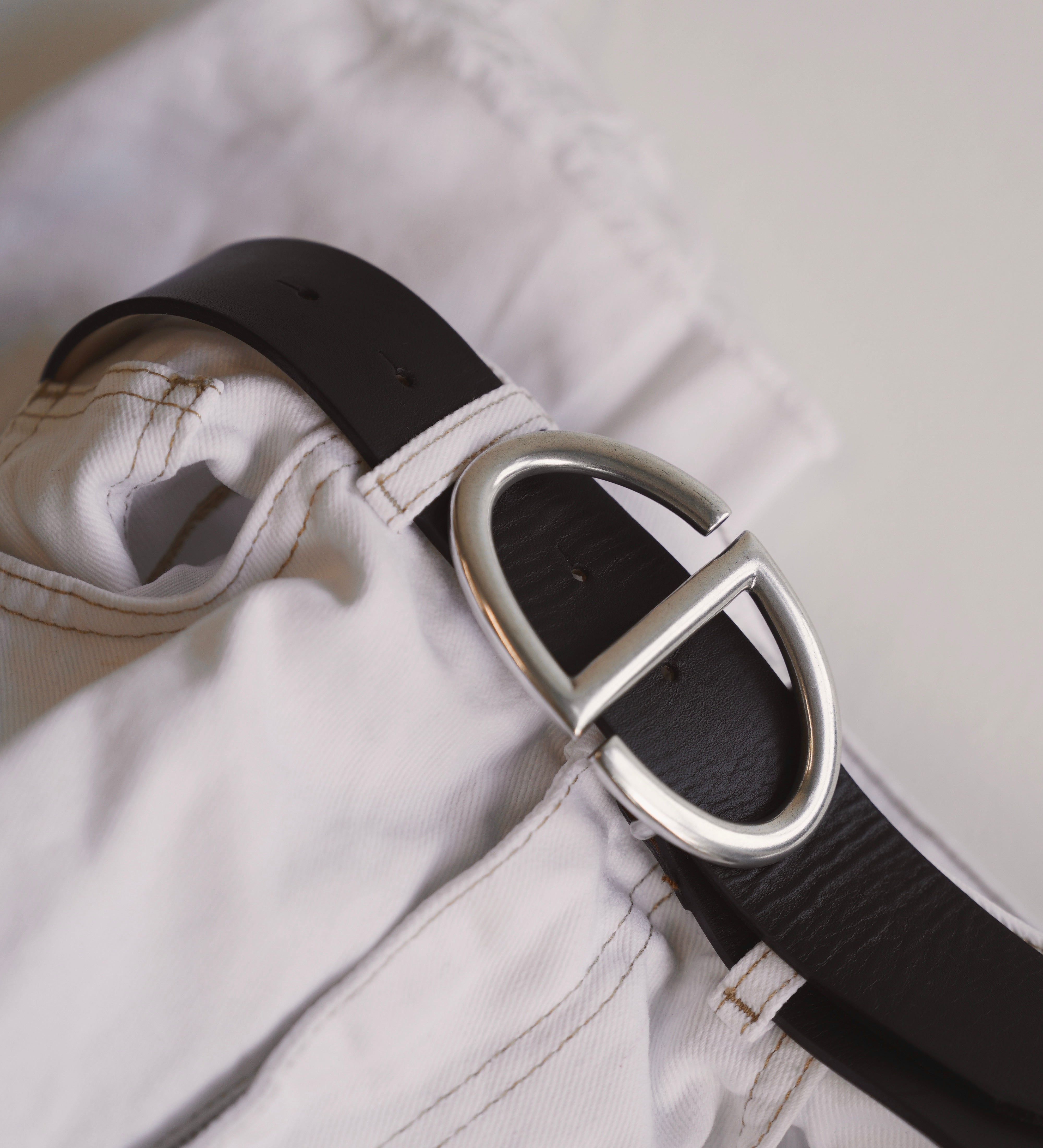 Streets Ahead Scarlet Silver Belt — black leather with silver S buckle, handcrafted in Los Angeles