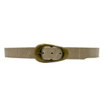 Sedona Belt - Brass Buckle Distressed Taupe Leather Belt - Streets Ahead