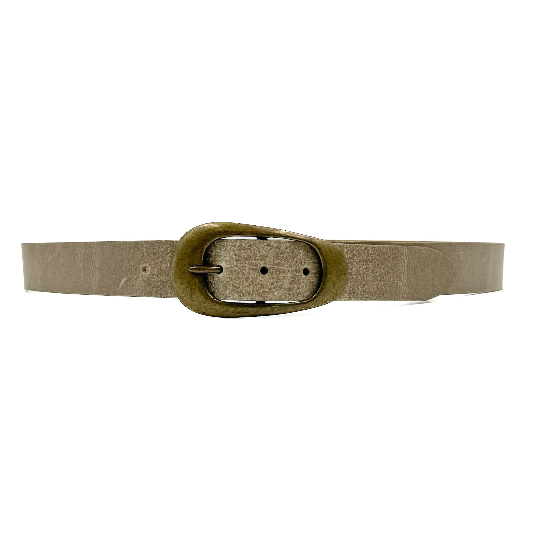 Sedona Belt - Brass Buckle Distressed Taupe Leather Belt - Streets Ahead