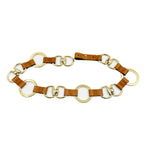 Taara Belt - Tan Leather Gold Equestrian Style Ring Belt - Streets Ahead