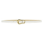 Janae Belt - Narrow White Croc-Embossed Leather Belt Gold Buckle - Streets Ahead