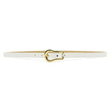 Janae Belt - Narrow White Croc-Embossed Leather Belt Gold Buckle - Streets Ahead