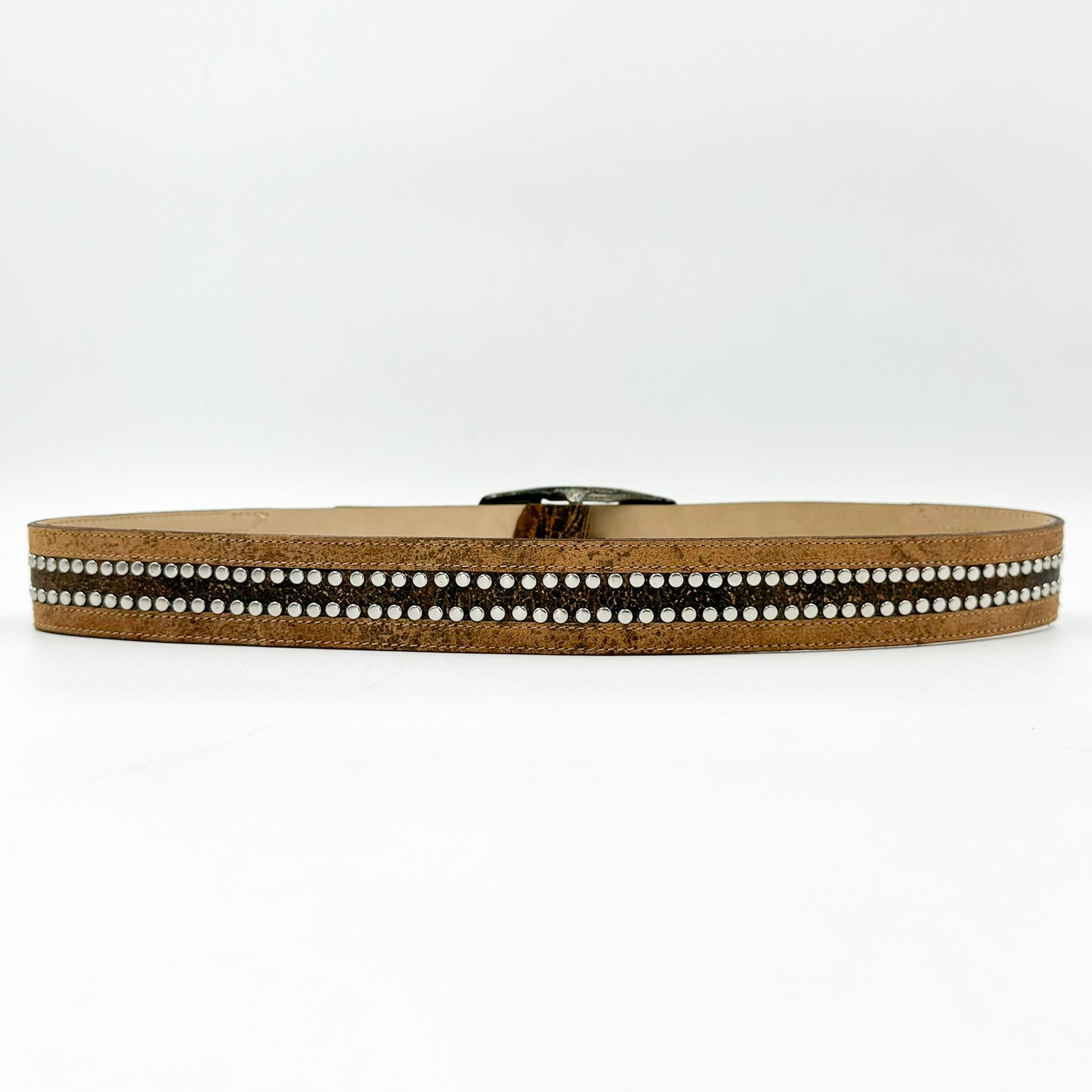 Drew Belt - Distressed Italian Studded Leather Belt - Streets Ahead