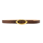 Elara Belt - 24k gold-plated Italian buckle and smooth croc-embossed rust-colored Italian leather strap - Streets Ahead