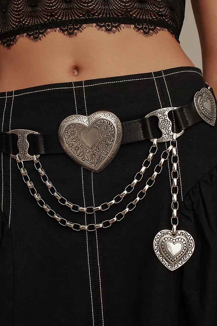Mia Heart Belt - Silver - [description] - StreetsAheadInc