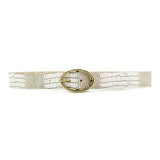 Adderley Belt - Ivory Croc Embossed Italian Leather Belt Sleek Brass Buckle - Streets Ahead