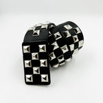 Roger Belt - Black Leather Belt Silver Pyramid Hardware - Streets Ahead