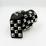 Roger Belt - Black Leather Belt Silver Pyramid Hardware - Streets Ahead