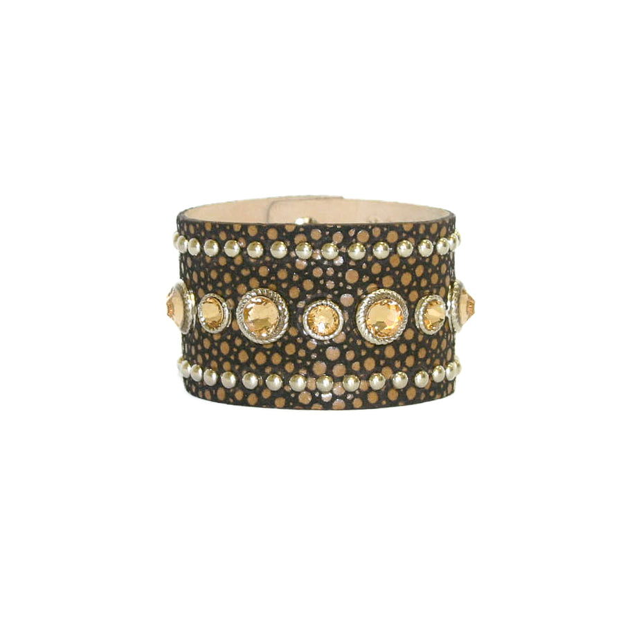 Hailey Cuff - Stingray Print Leather With Crystals - Streets Ahead