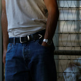 Casey - Classic Black Leather Unisex Belt Silver Buckle - Streets Ahead