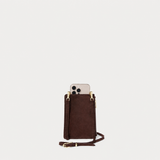 Romy Phone Crossbody Chocolate Suede