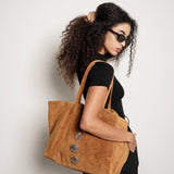 Gaia Tote Bag Tan Suede - [description] - StreetsAheadInc