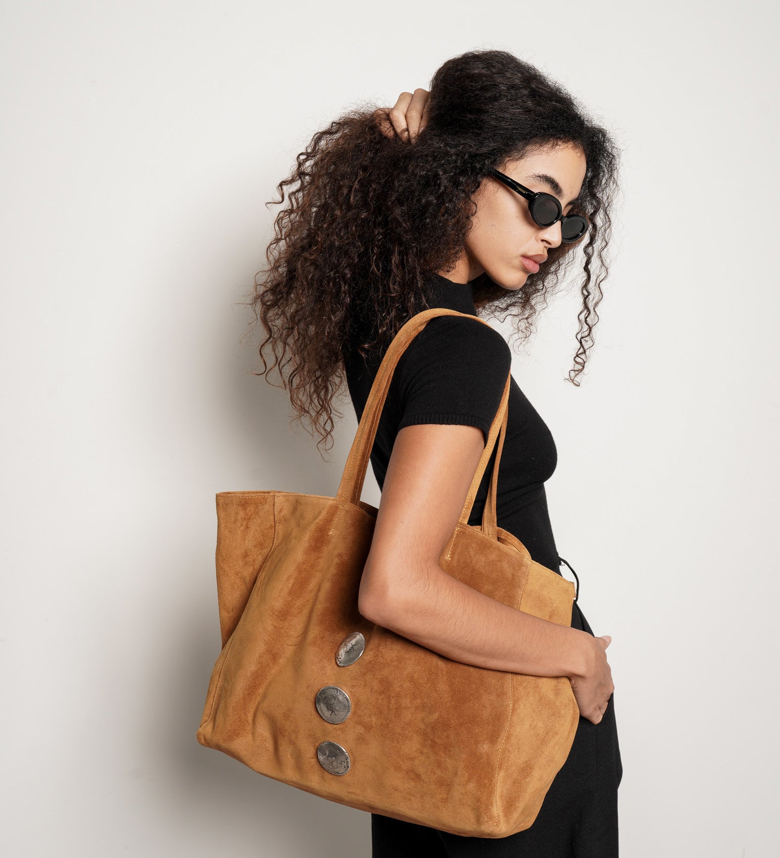 Streets Ahead Gaia Tote — tan suede, soft unstructured silhouette