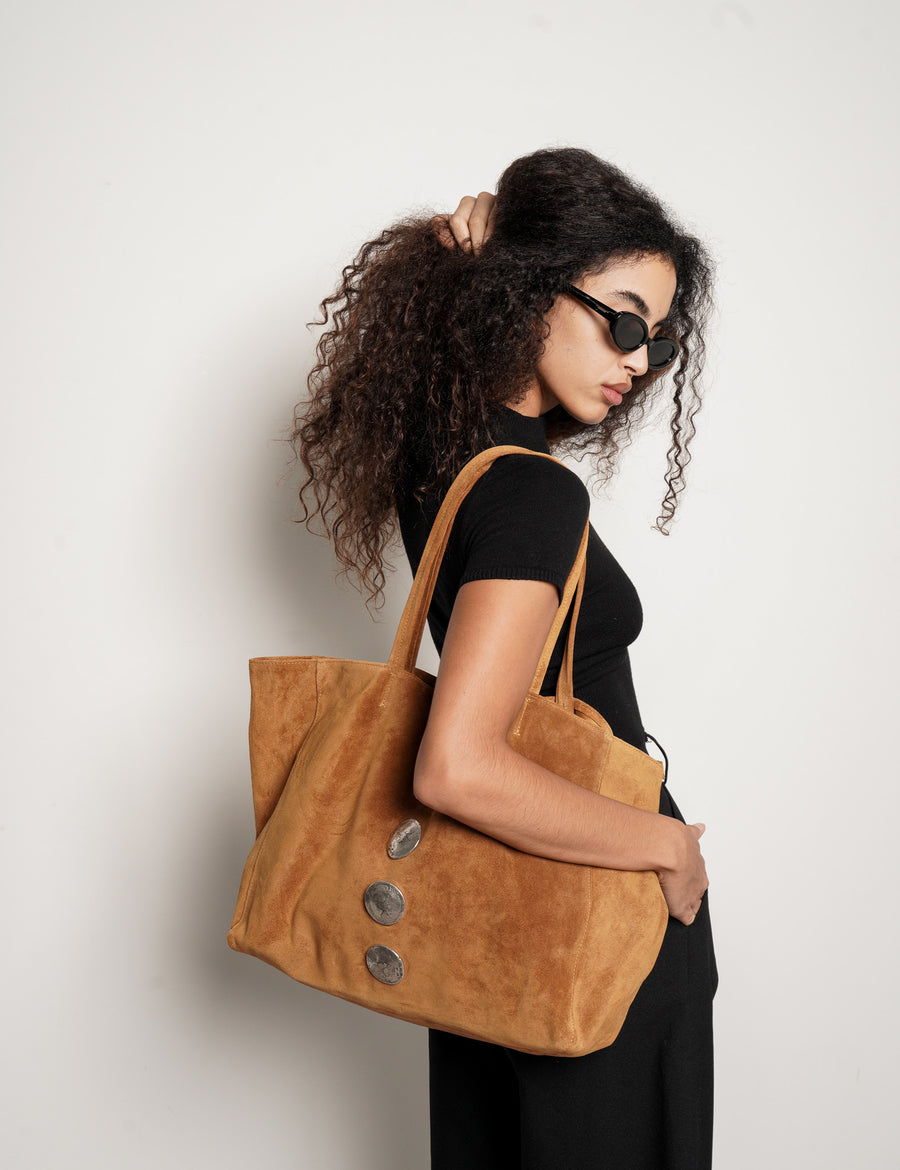 Gaia Tote Bag Tan Suede - [description] - StreetsAheadInc