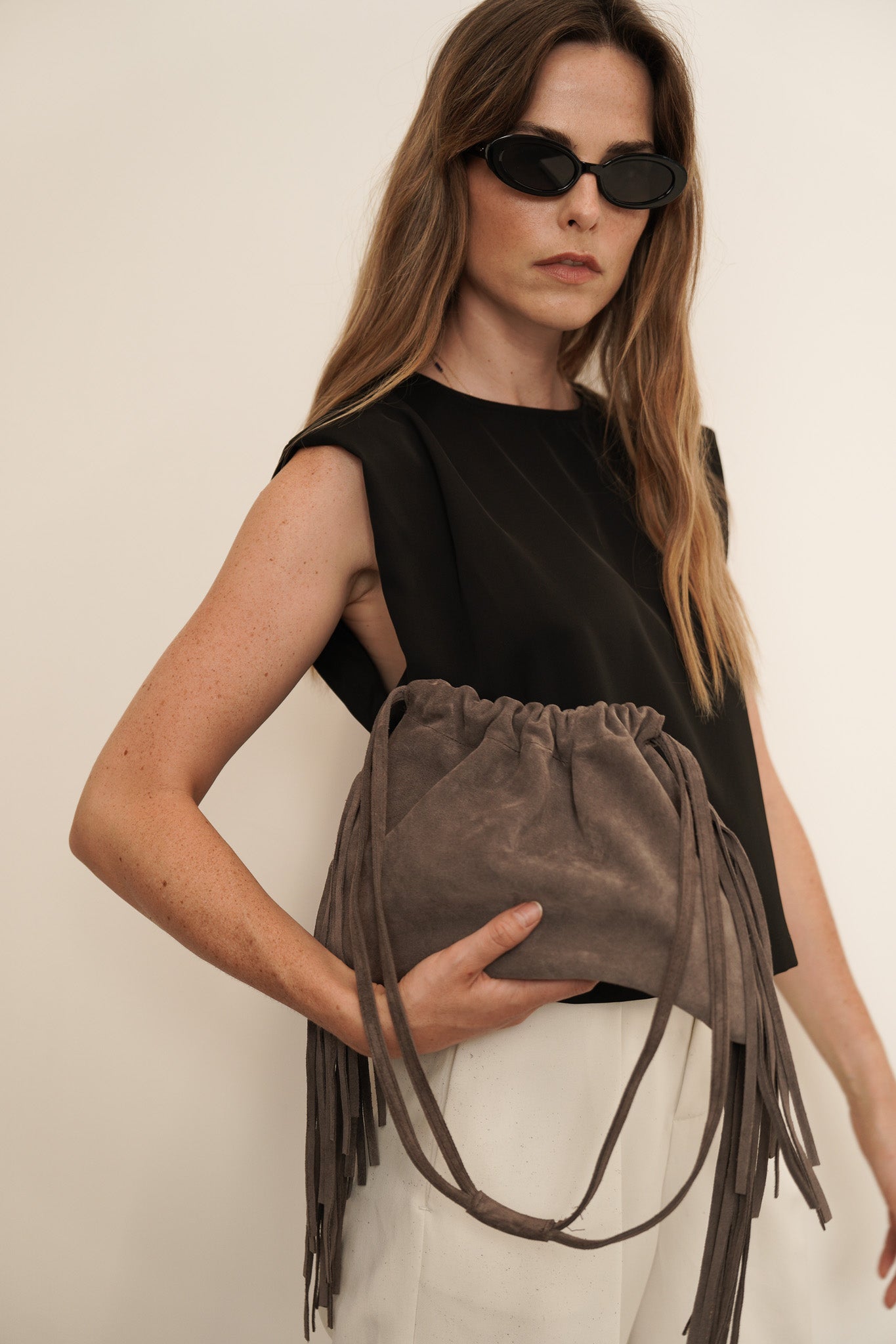 Diana Fringe Bag Grey Suede - [description] - StreetsAheadInc