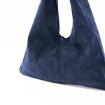 Mila Mini - Handheld Suede Navy Italian Leather Handbag - Streets Ahead