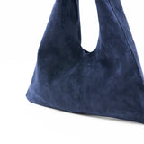 Mila Mini - Handheld Suede Navy Italian Leather Handbag - Streets Ahead