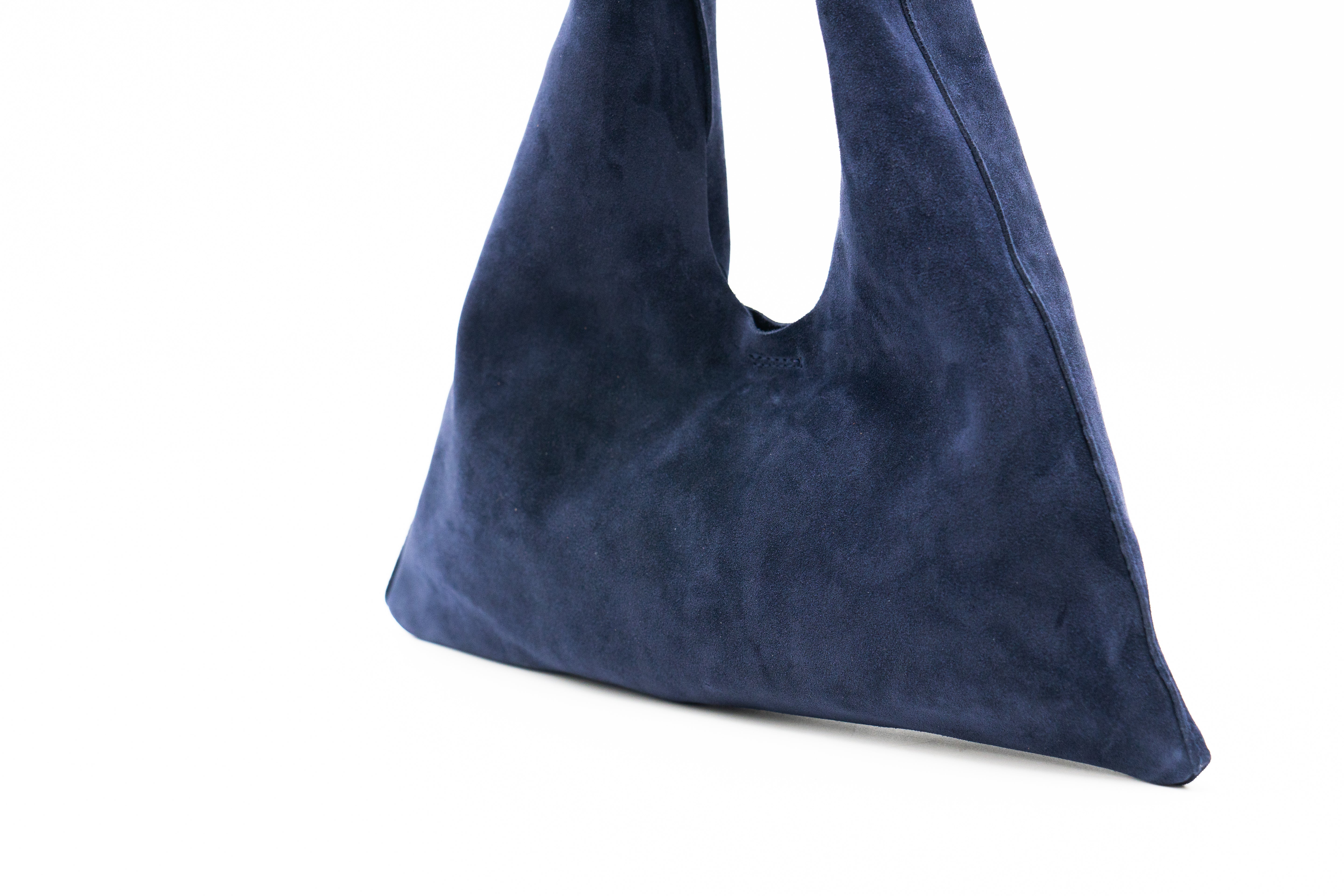 Mila Mini - Handheld Suede Navy Italian Leather Handbag - Streets Ahead