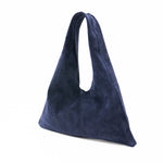 Mila Mini - Handheld Suede Navy Italian Leather Handbag - Streets Ahead