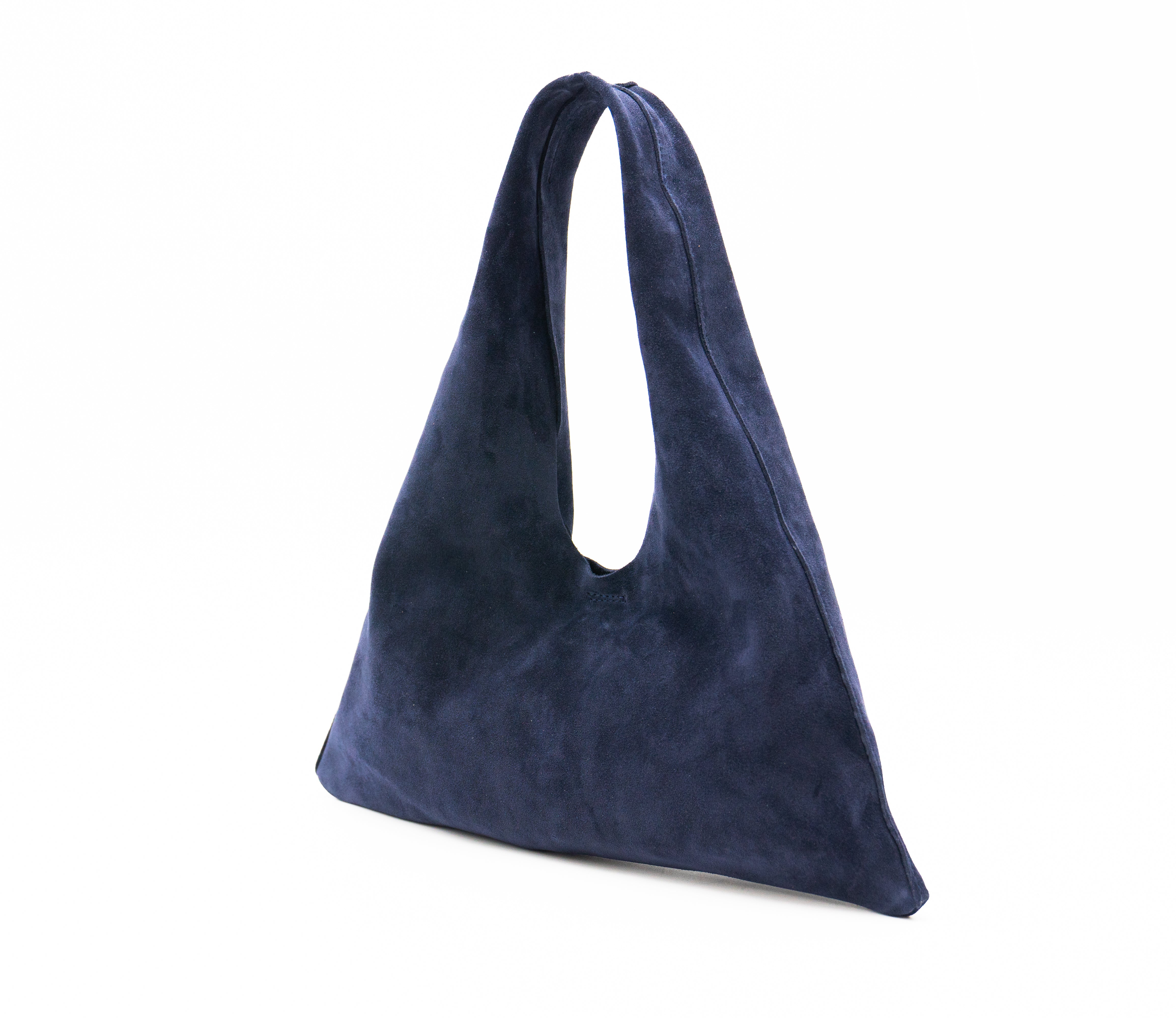 Mila Mini - Handheld Suede Navy Italian Leather Handbag - Streets Ahead