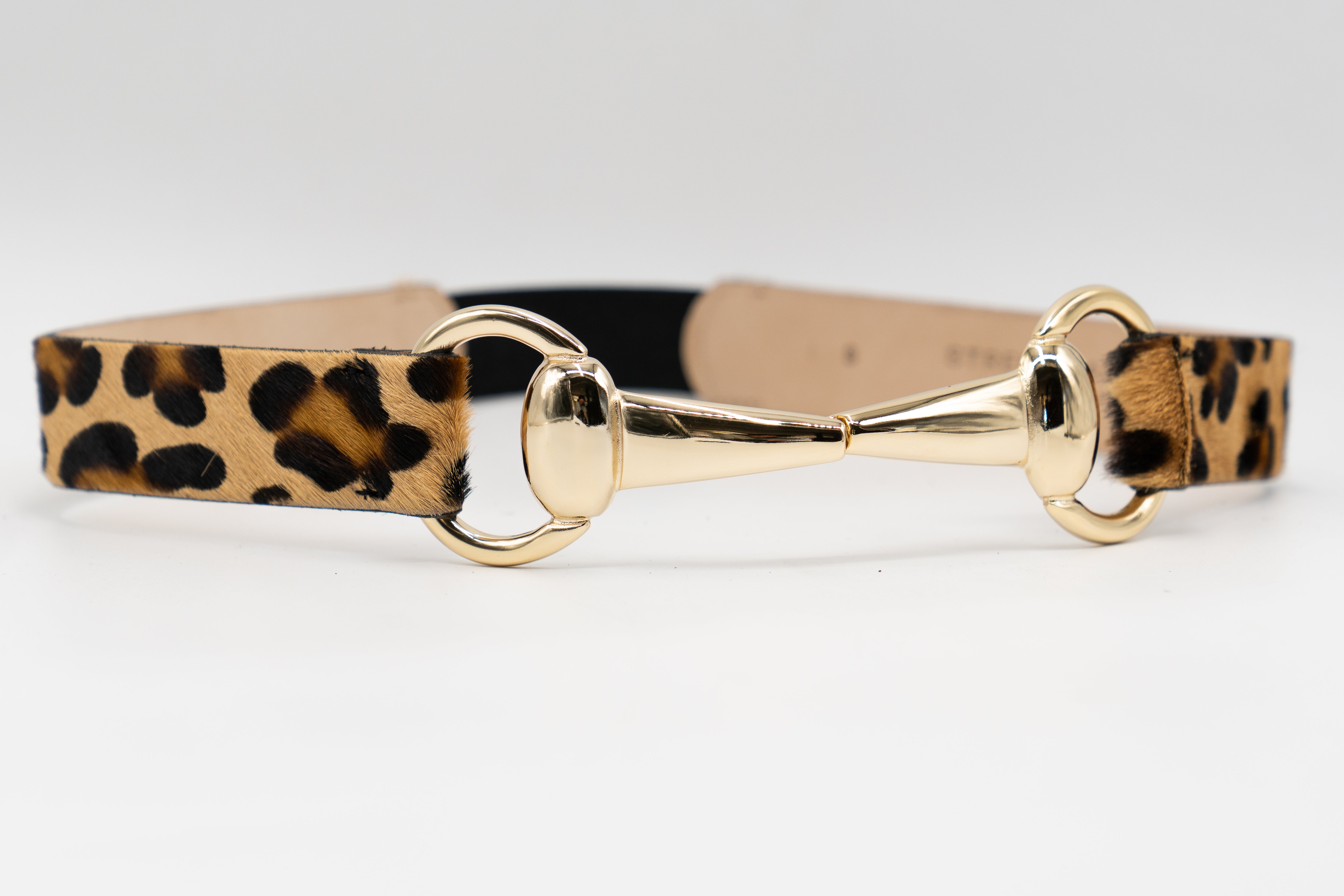 Lila Leopard Belt - Statement Leopard Print Gold Equestrian Hardware Belt - Streets Ahead