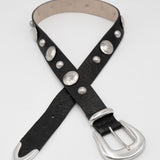 Rori Belt - Western Inspired Black Tooled Italian Leather Silver Buckle Set - Streets Ahead