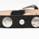 Rori Belt - Western Inspired Black Tooled Italian Leather Silver Buckle Set - Streets Ahead