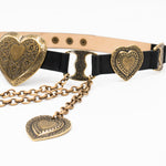 Mia Heart Belt - Statement Brass Heart Belt Black Leather - Streets Ahead